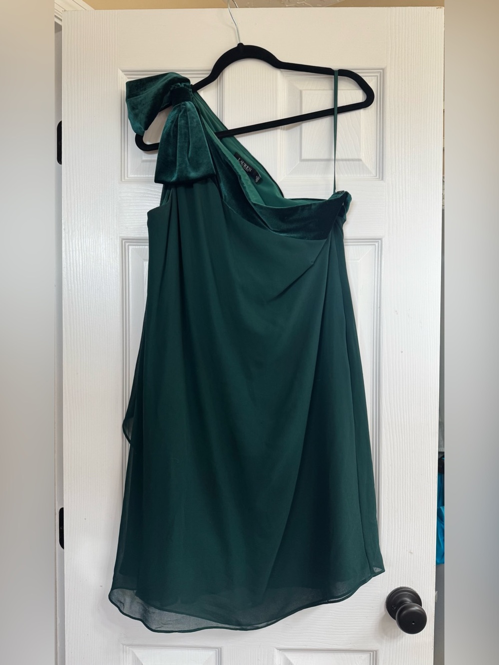 Ralph Lauren One-Shoulder Dark Green Cocktail Dress